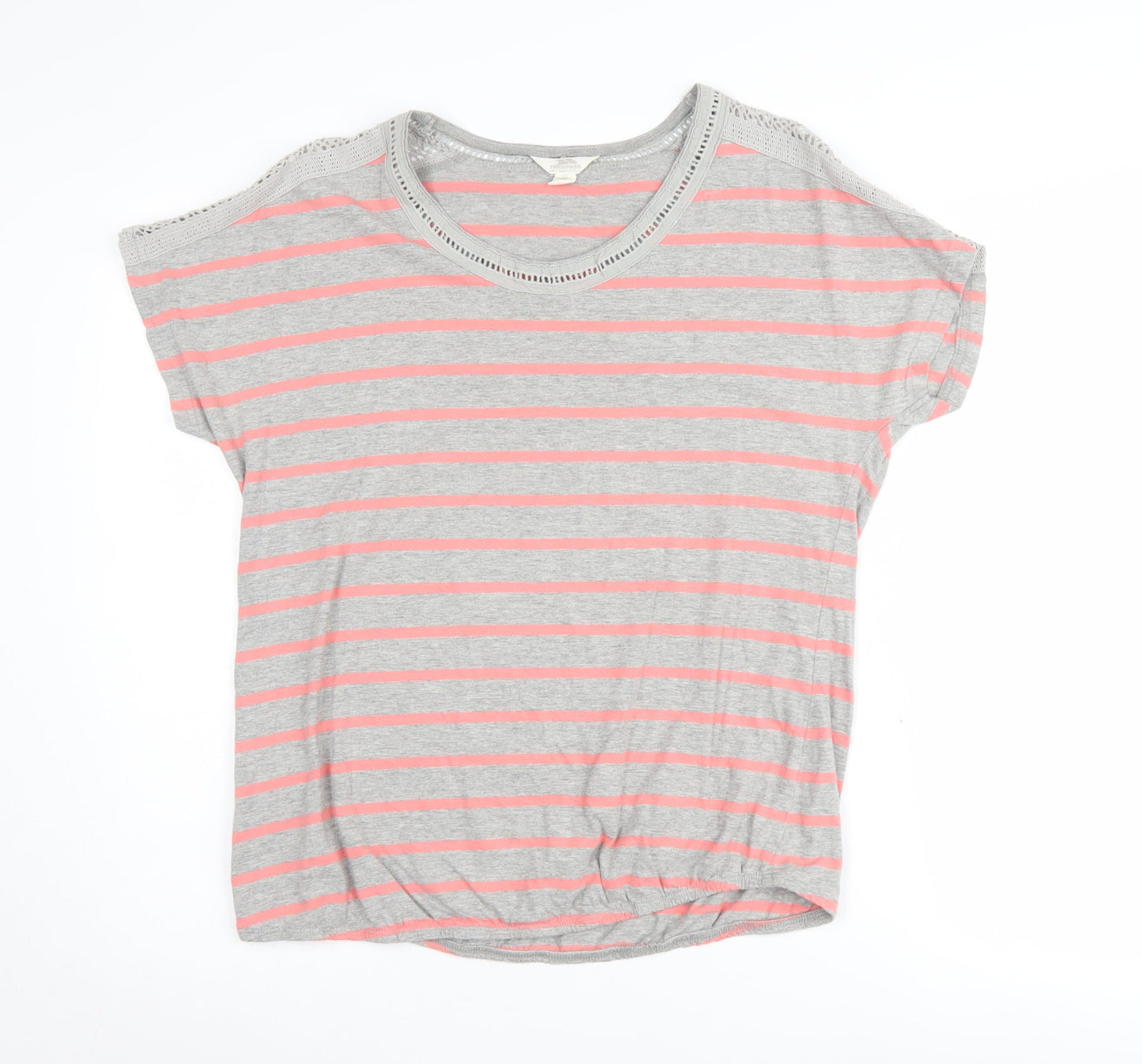 Trespass Women's Striped Crochet T-Shirt, Size 10, Short Sleeve