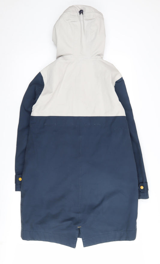 White Stuff Women's Blue Beige Waterproof Parka Size 10