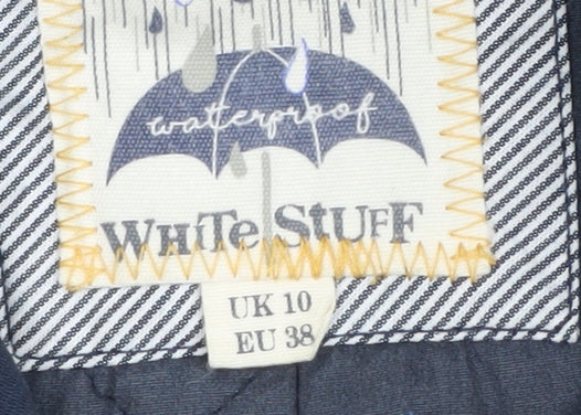 White Stuff Women's Blue Beige Waterproof Parka Size 10