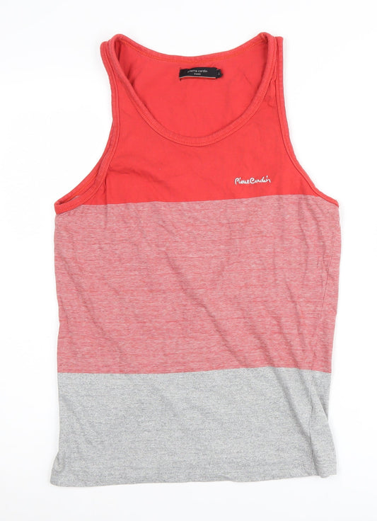 Pierre Cardin Men's Red Sleeveless Colourblock T-Shirt, Size S
