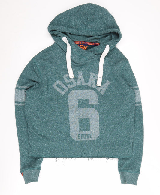 Womens UK M Regular Superdry Green Pullover Hoodie