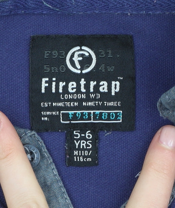 Firetrap Boys Blue Polo Shirt 5-6 Years Button Collar