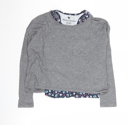 Abercrombie & Fitch Kids Grey Girls Long Sleeve T-Shirt 7-8 Years
