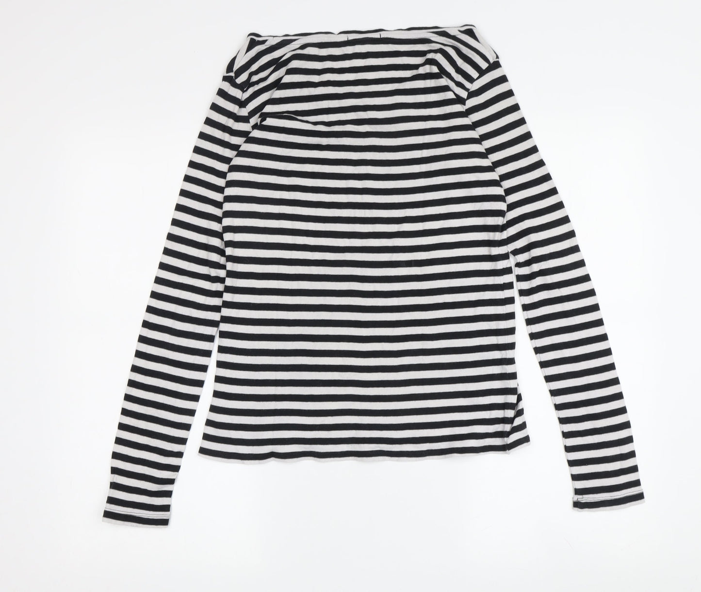 Gap Women's Black Striped Long Sleeve T-Shirt Small