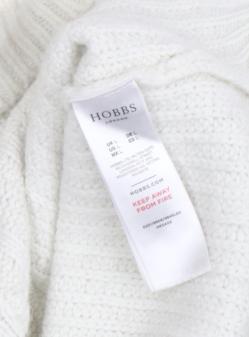 Hobbs Women's White Wool Roll Neck Pullover Jumper L