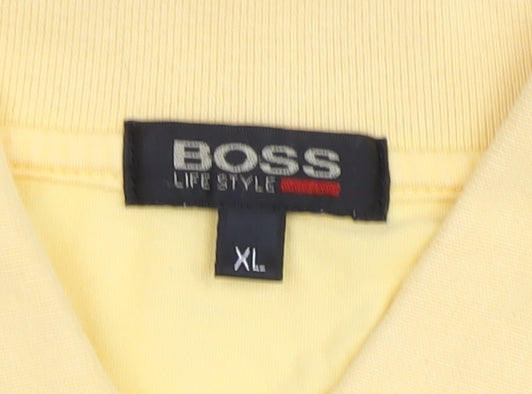 BOSS Men's Yellow XL Polo Shirt, Short Sleeve Casual Wear