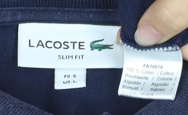 Lacoste Men's Blue Slim Fit Cotton Polo Shirt L
