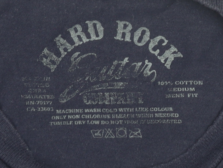 Hard Rock Blue Men's T-Shirt M Music Graphic Logo Print