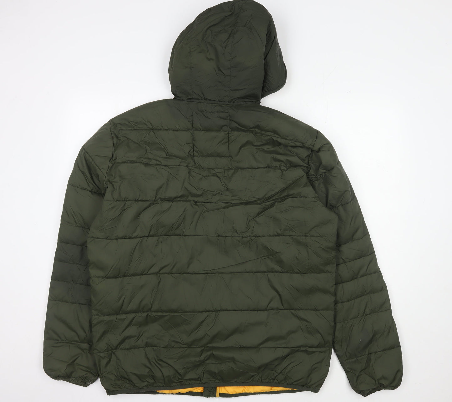 Jack & Jones Men's Green Puffer Jacket XL Hooded