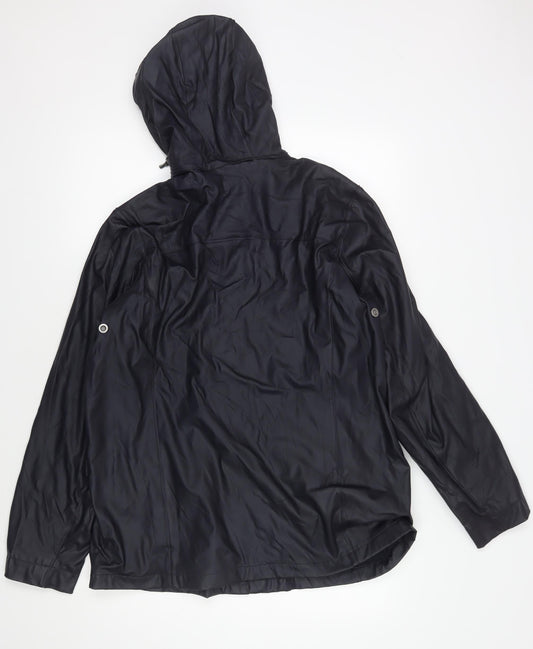 Lands' End Men's XL Black Hooded Rain Coat