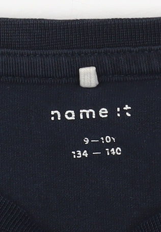 Brand and care label for NAME IT girls’ black fortnite t-shirt 9-10 years graphic print