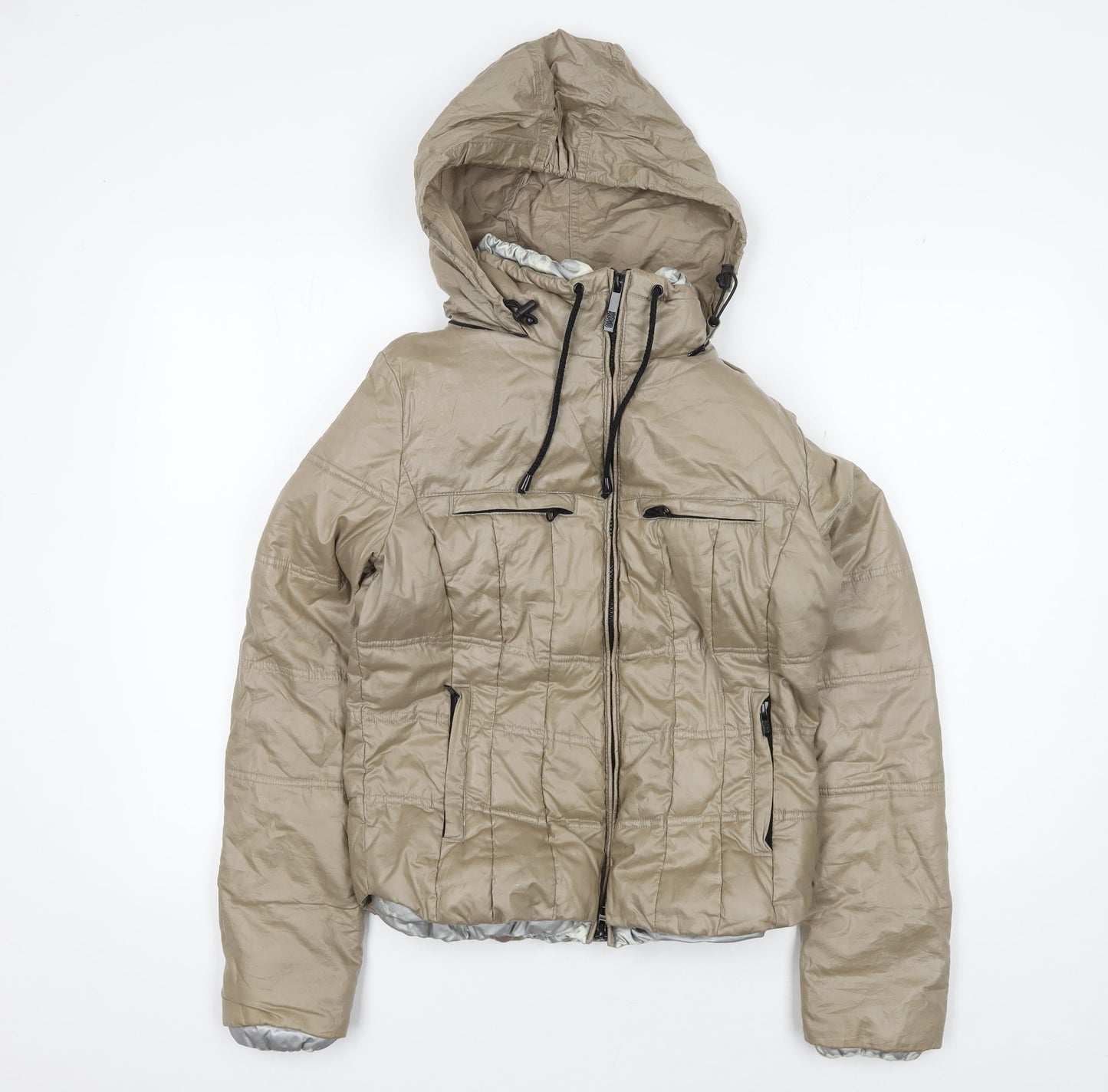 Armani Jeans Women Beige Puffer Jacket Size 14