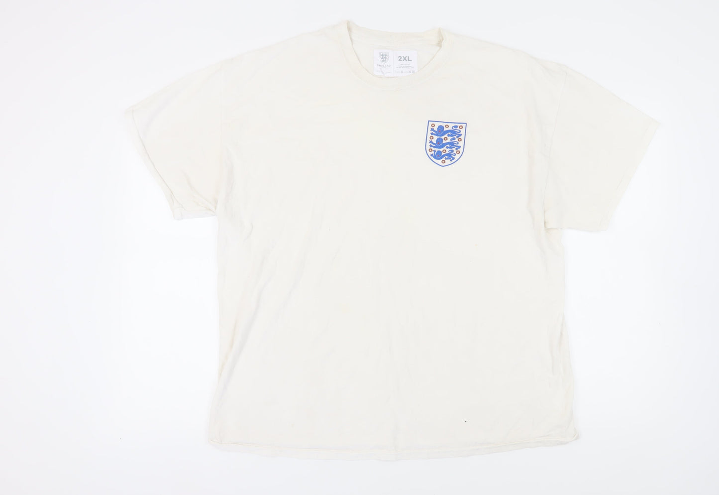 England Men's 2XL White Cotton Crew Neck Sports T-Shirt