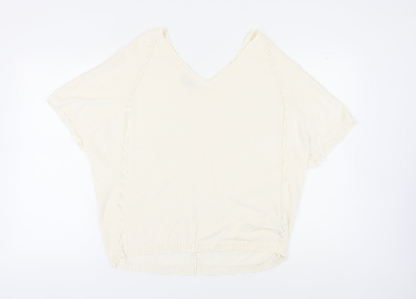 Hobbs Women's Ivory Linen Blend V-Neck Pullover, Size S