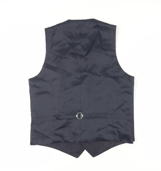 Marks and Spencer Men's Blue Waistcoat, Size 40R - Formal