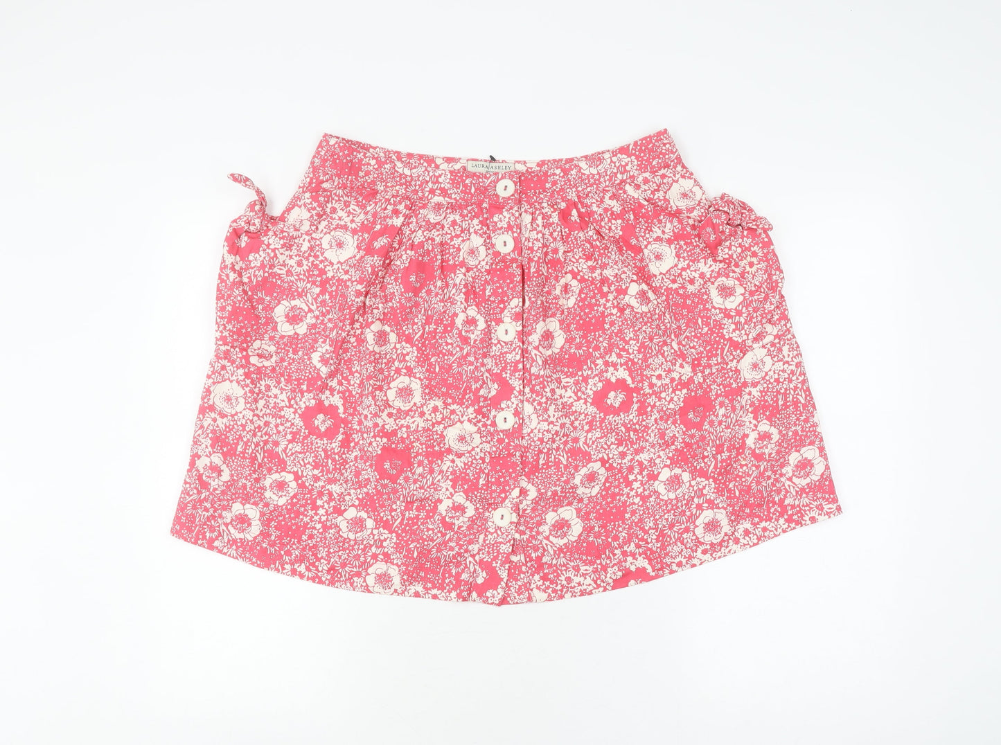 Laura Ashley Women's Pink Floral A-Line Skirt, Size 12
