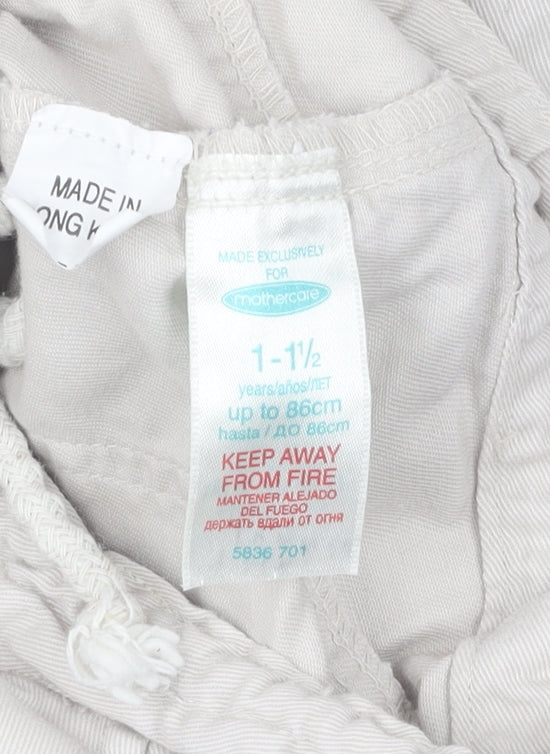 Additional view of Mothercare girls’ beige cropped trousers, 18 months, elastic waist