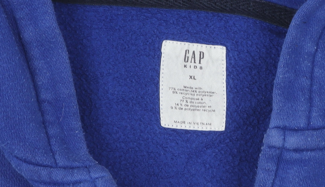 Additional view of Gap boys’ blue full zip hoodie 12-13 years with logo