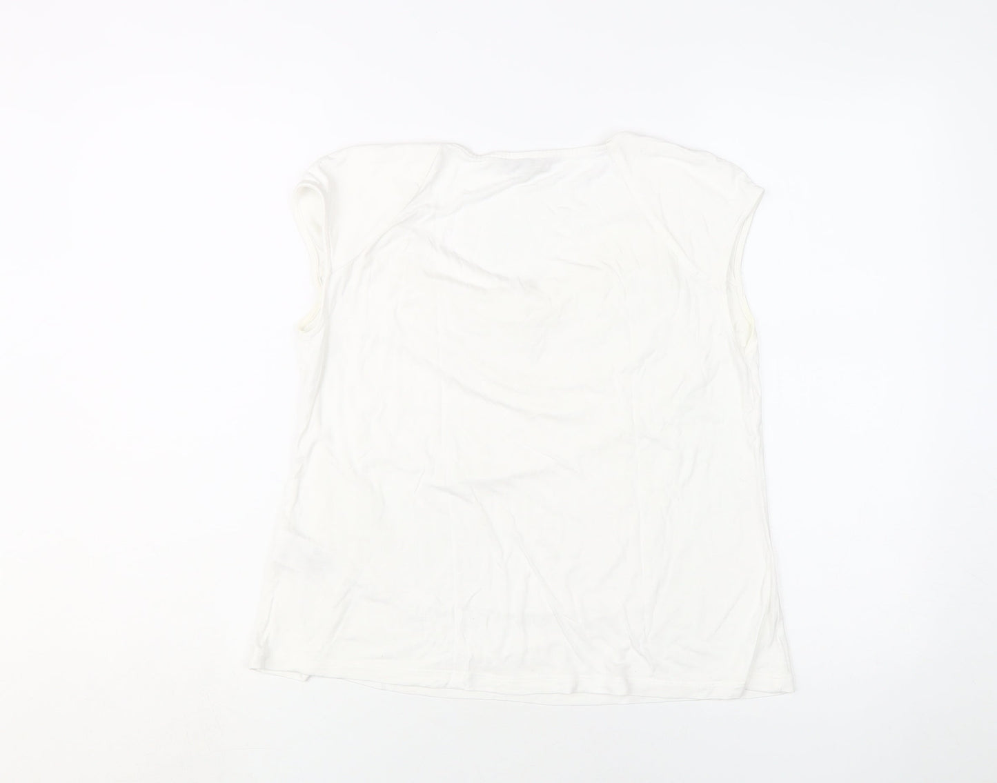 Hobbs Women's White Blouse, M, Scoop Neck, Casual Style