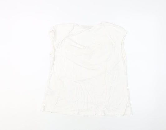 Hobbs Women's White Blouse, M, Scoop Neck, Casual Style