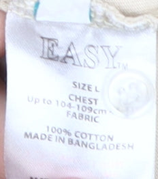 Brand and care label for Easy Men's Beige L Polo Shirt Short Sleeve Cotton