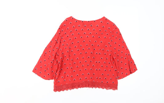 Superdry Women's Red Floral Cropped Blouse