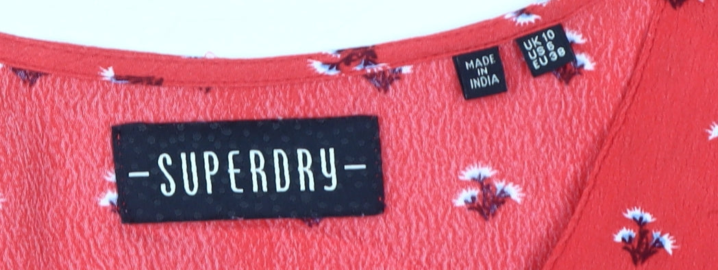 Superdry Women's Red Floral Cropped Blouse