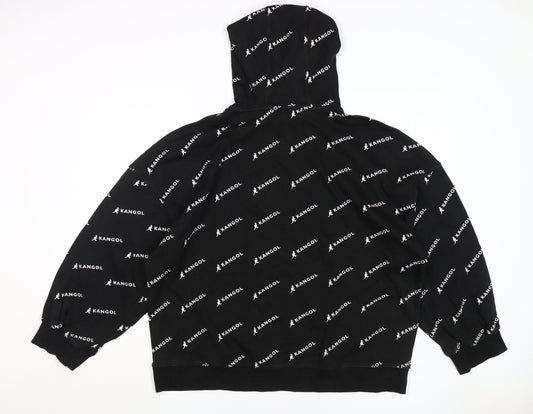 Kangol Women's Black Logo Pullover Hoodie Size 14