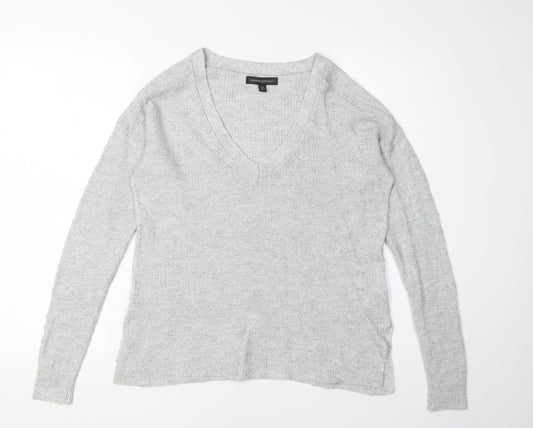 Banana Republic Women's Grey V-Neck Pullover Jumper XS