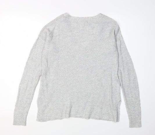 Banana Republic Women's Grey V-Neck Pullover Jumper XS