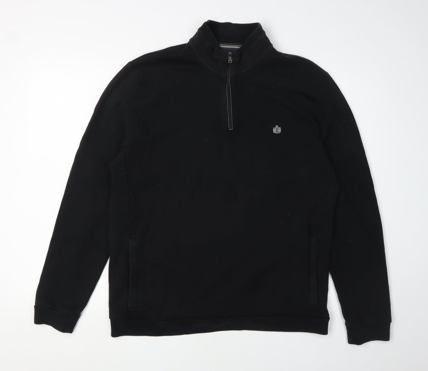 BOSS Men's Black Sweatshirt L Pullover Logo 1/4 Zip