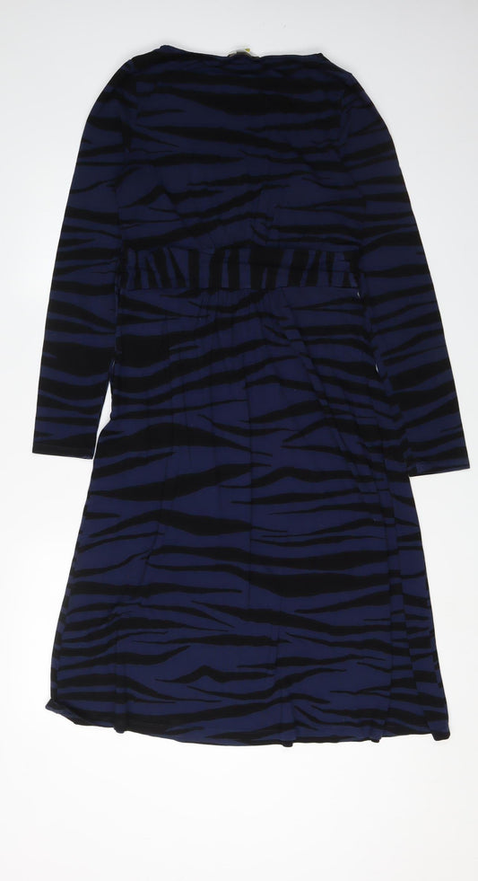 Boden Women's Blue Animal Print Long Sleeve Dress