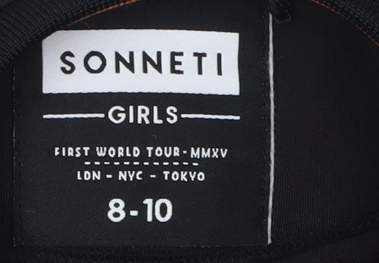 Close-up detail of Sonneti girls’ black cropped long sleeve top, 8-10 years, casual