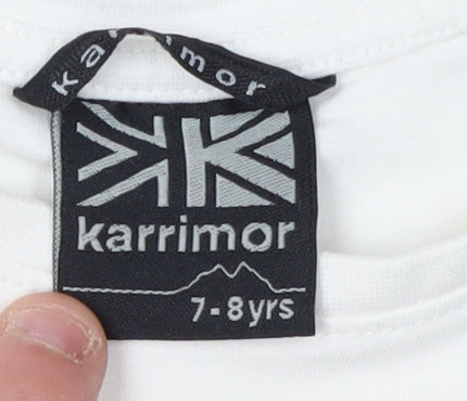 Close-up detail of Karrimor girls’ white adventure graphic t-shirt 7-8 years