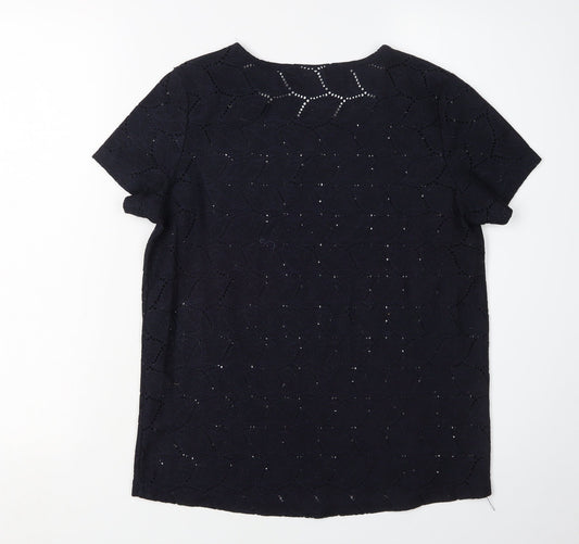 Womens UK Size XS Jacqueline de Yong Black Cotton T-Shirt