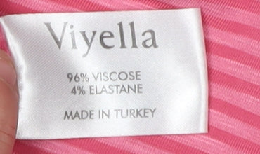 Viyella Women's Pink Striped T-Shirt M Petites