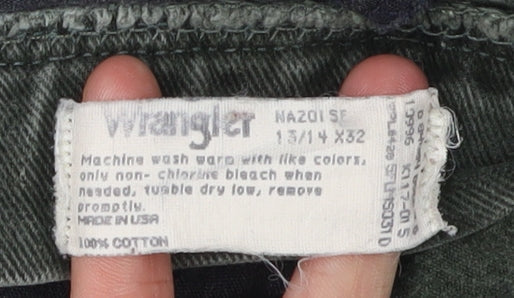 Wrangler Men's Green Straight Jeans 32 Dark Wash