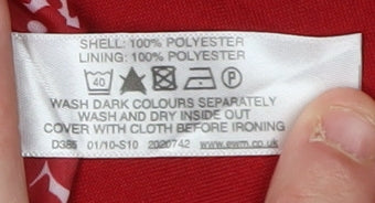 Brand and care label for Honor Millburn Women's Red Hooded Coat, size 12