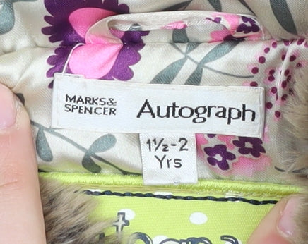 Brand and care label for Marks & Spencer girls’ brown faux fur waistcoat -, size 2, years