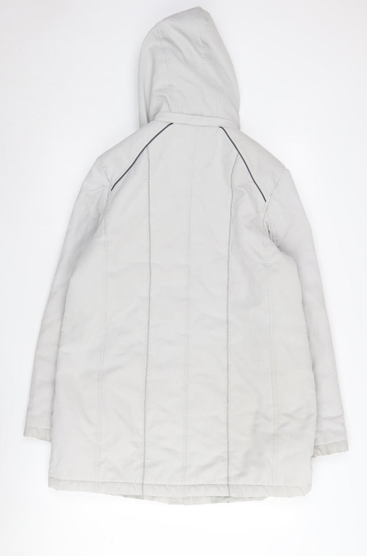 Anna Rose Women's Ivory Hooded Parka Jacket M
