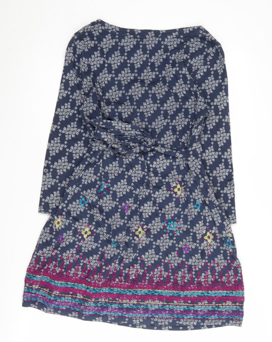 White Stuff Women's Blue Floral A-Line Dress Size 10