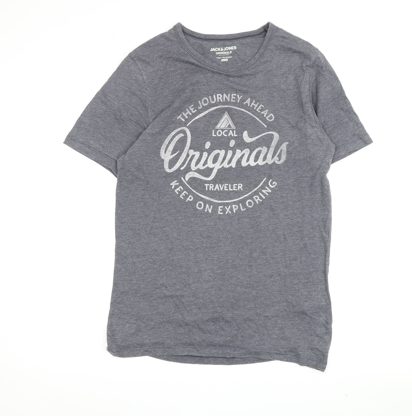 Jack & Jones Men's Grey Graphic Slim T-Shirt, Size S