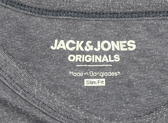 Jack & Jones Men's Grey Graphic Slim T-Shirt, Size S