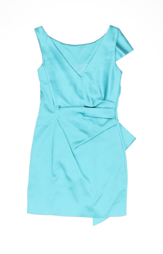 Karen Millen Women's Blue Short Sheath Dress - Size 14