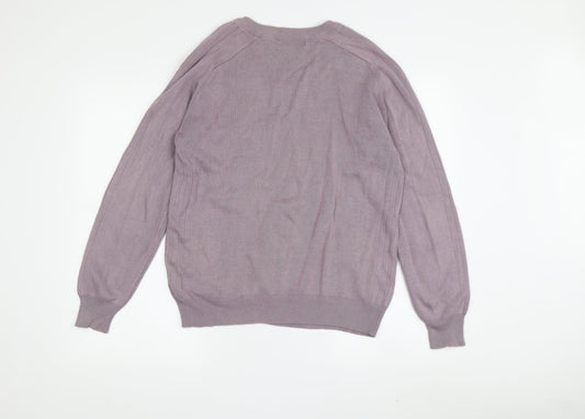EWM Pure Classics Men's Purple V-Neck Cotton Pullover S