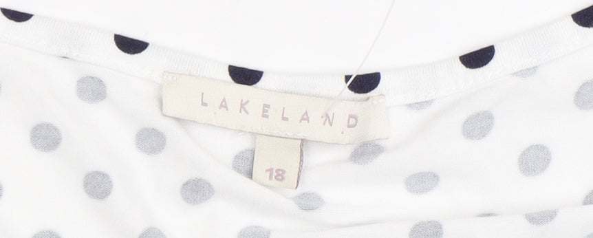 Lakeland Women's White Polka Dot Wrap Blouse