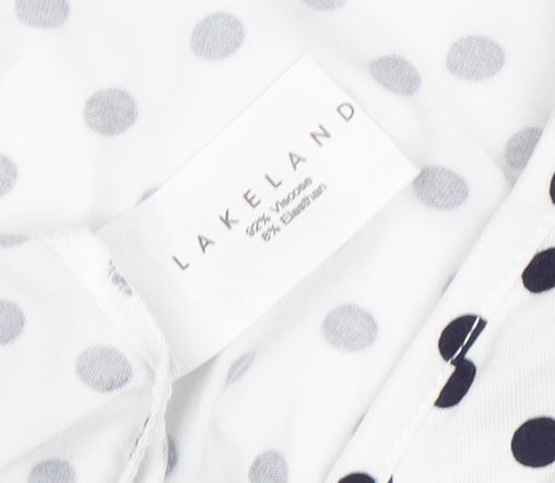 Lakeland Women's White Polka Dot Wrap Blouse
