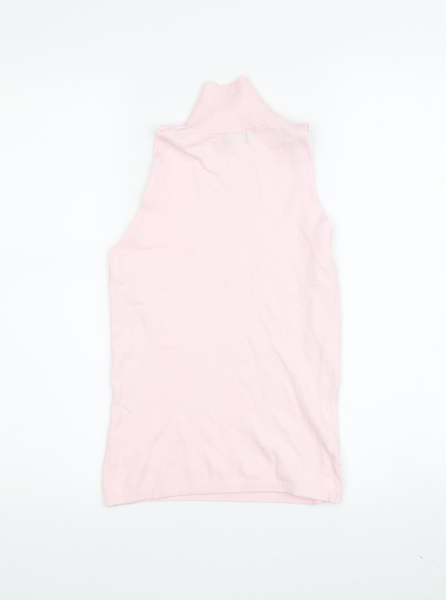Benetton Women's Pink Sleeveless High Neck Tank Size S