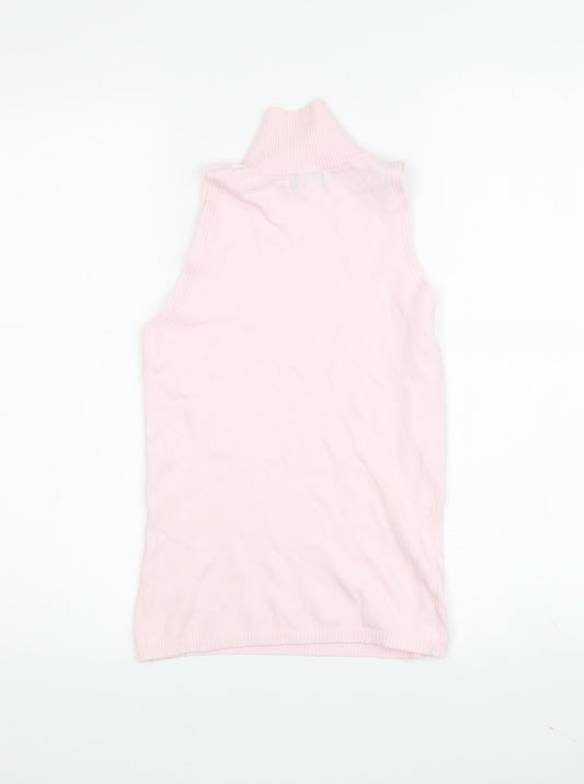 Benetton Women's Pink Sleeveless High Neck Tank Size S