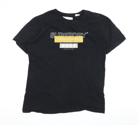 Superdry Unisex Black Crew Neck T-Shirt UK 10